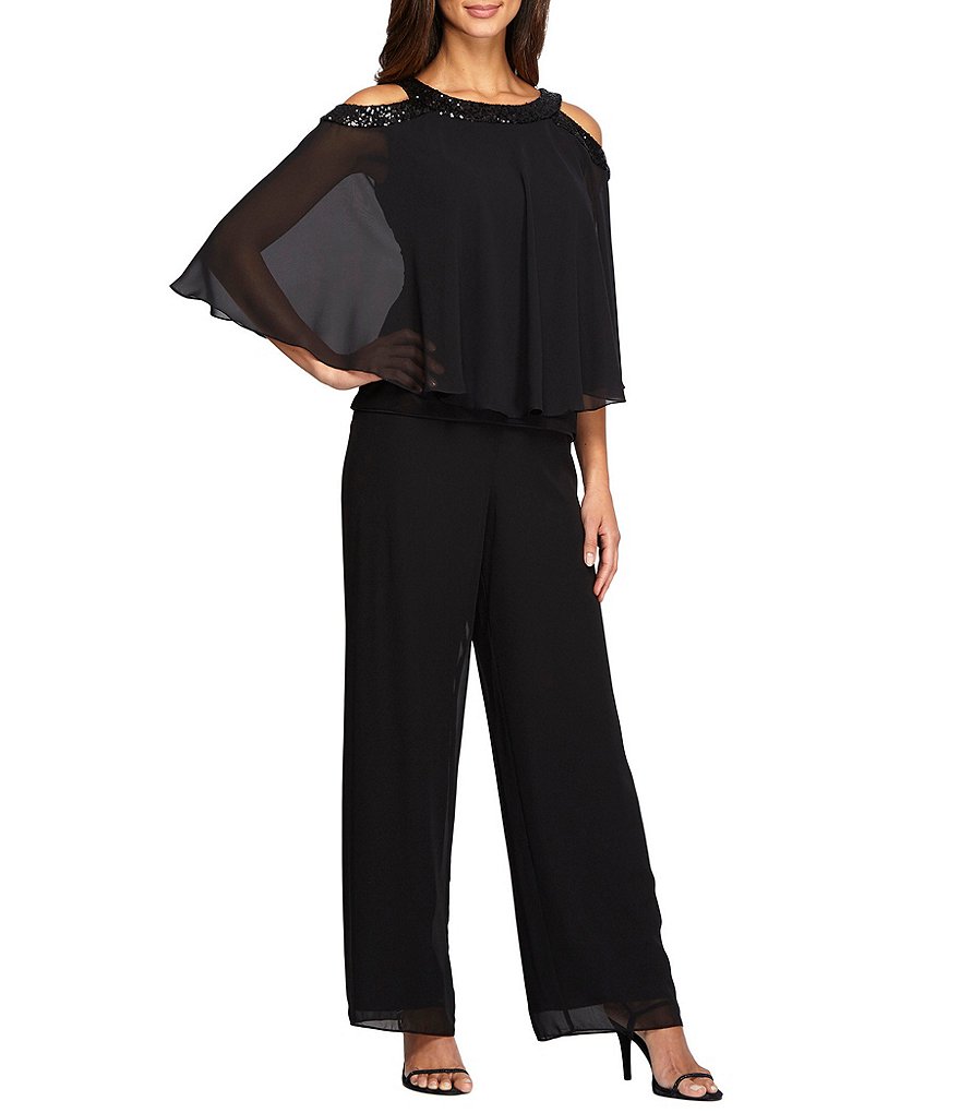 Alex Evenings Cold Shoulder 2-Piece Pant Set