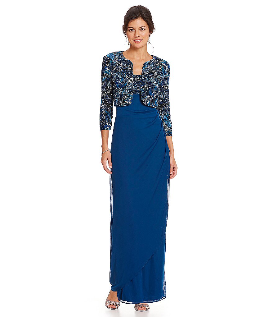 Alex Evenings Jacquard Knit Jacket Dress