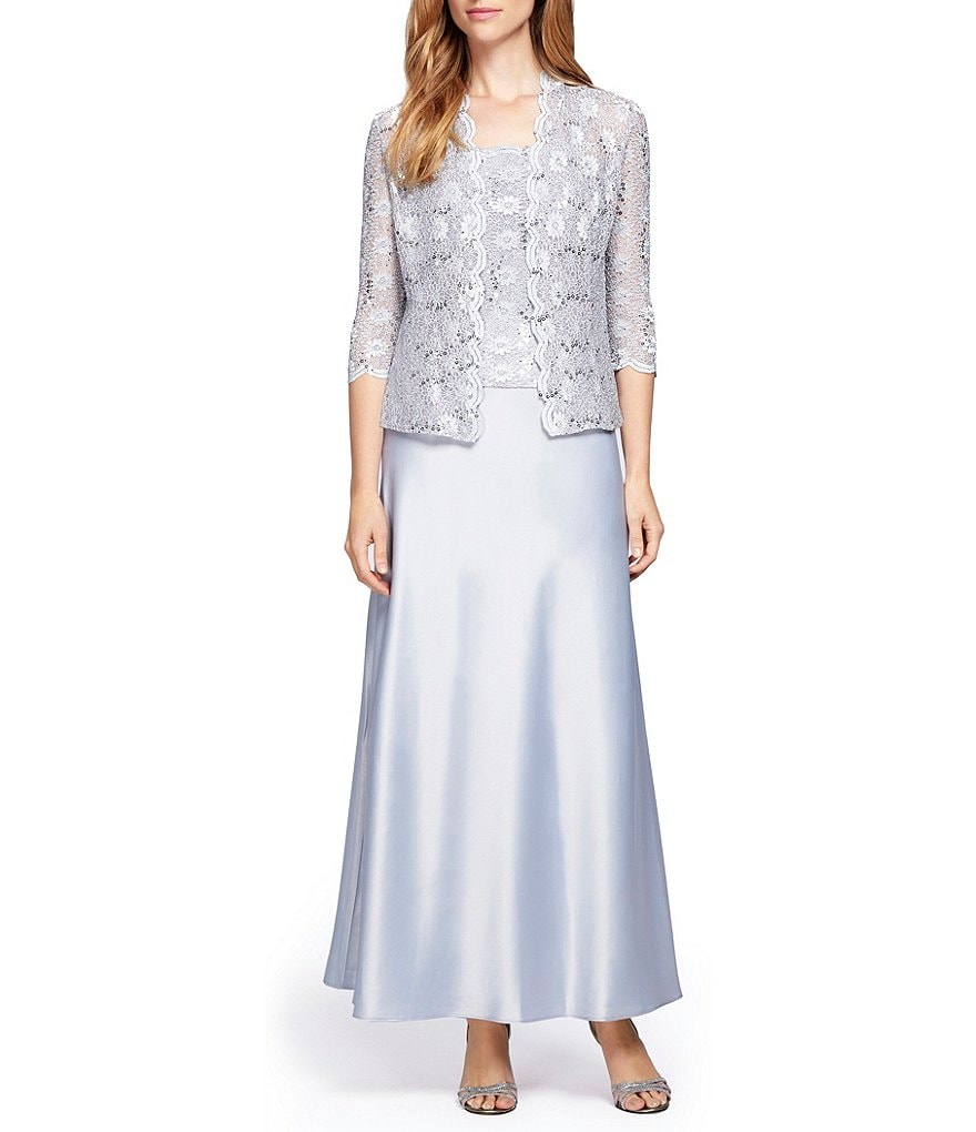 Alex Evenings Lace & Charmeuse Jacket Dress