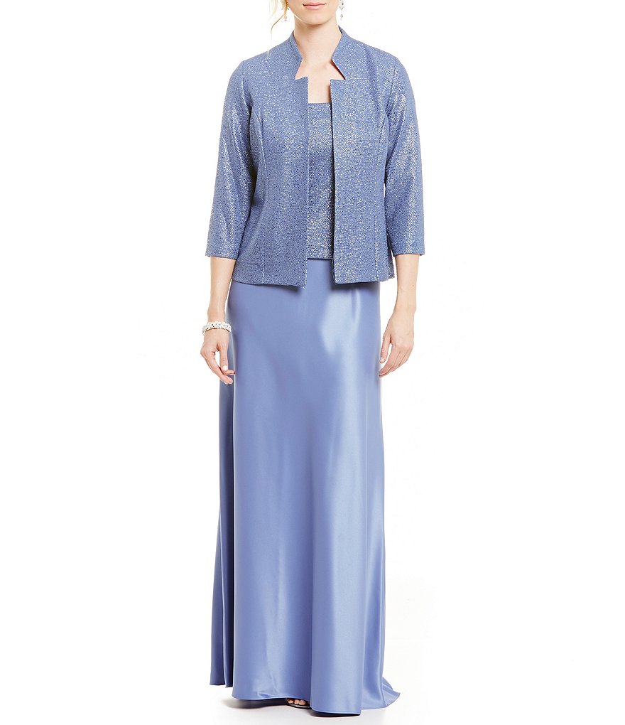 Alex Evenings Mock 2-Piece Jacquard Knit Jacket Dress