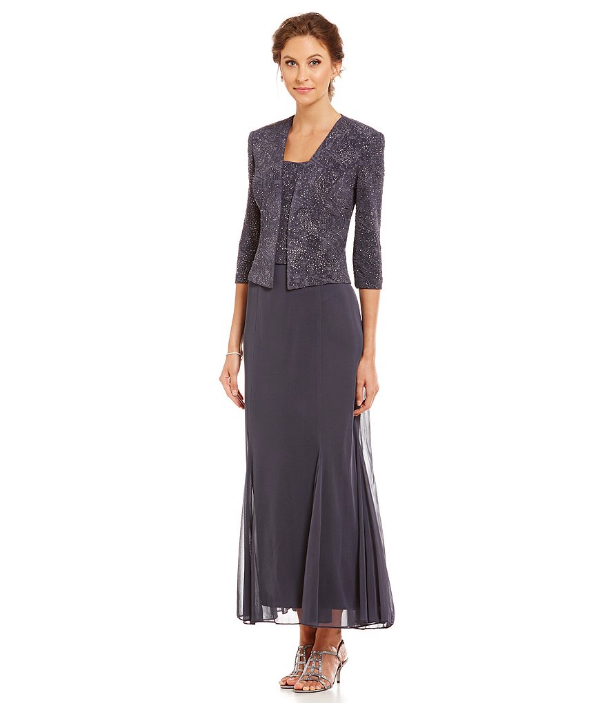 Alex Evenings Petite Jacquard Knit 2 Piece Dress