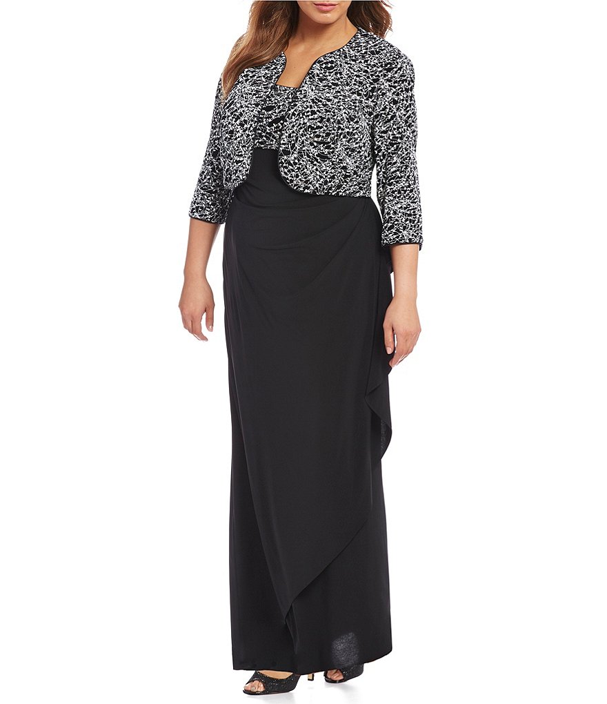 Alex Evenings Plus Embroidered Empire Jacket Dress