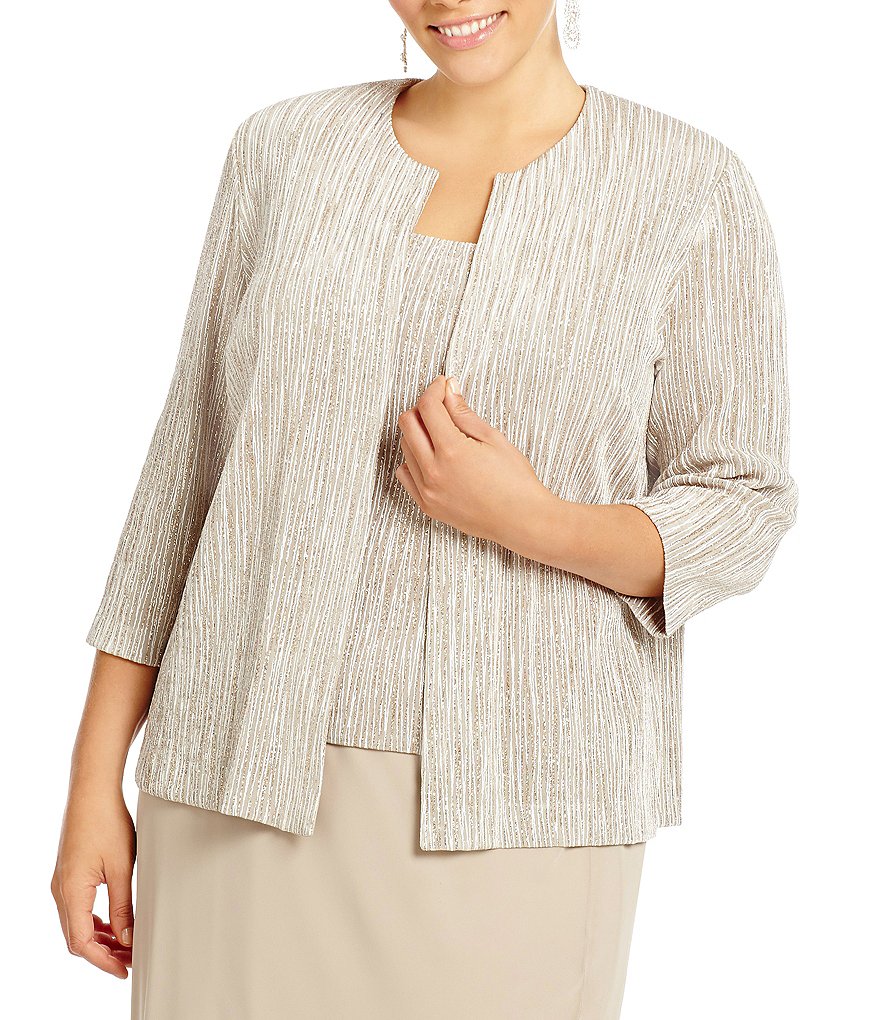 Alex Evenings Plus Glitter-Embellished Slinky Twinset