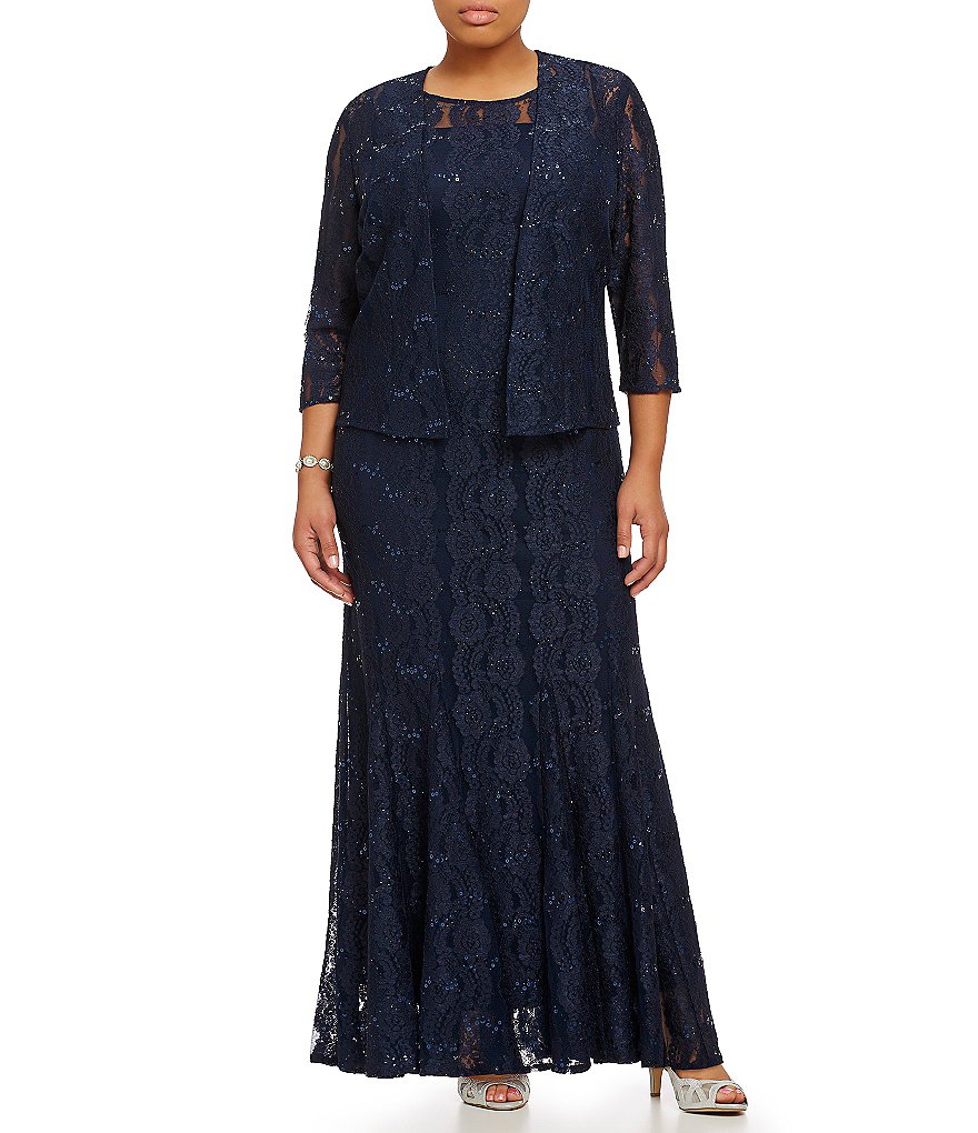 Alex Evenings Plus Lace Jacket Gown