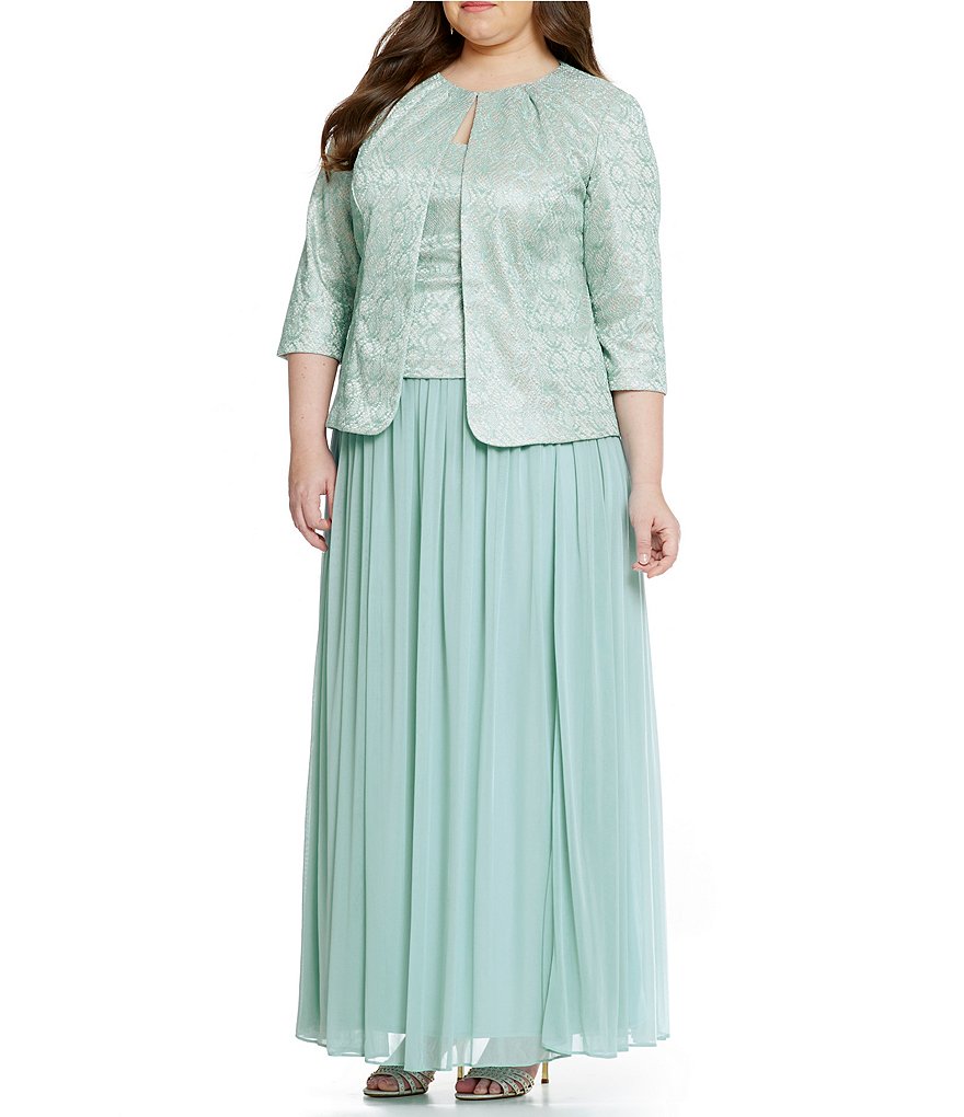 Alex Evenings Plus Metallic Lace Jacket Gown