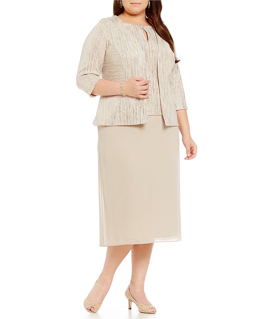 Alex Evenings Plus Tea-Length Jacket Dress