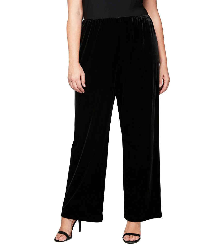 Alex Evenings Plus Velvet Flat-Front Straight-Leg Pants
