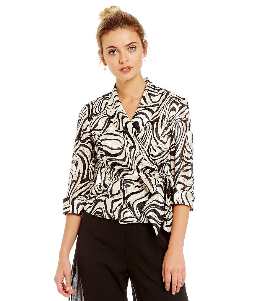 Alex Evenings Printed Side Tie Blouse