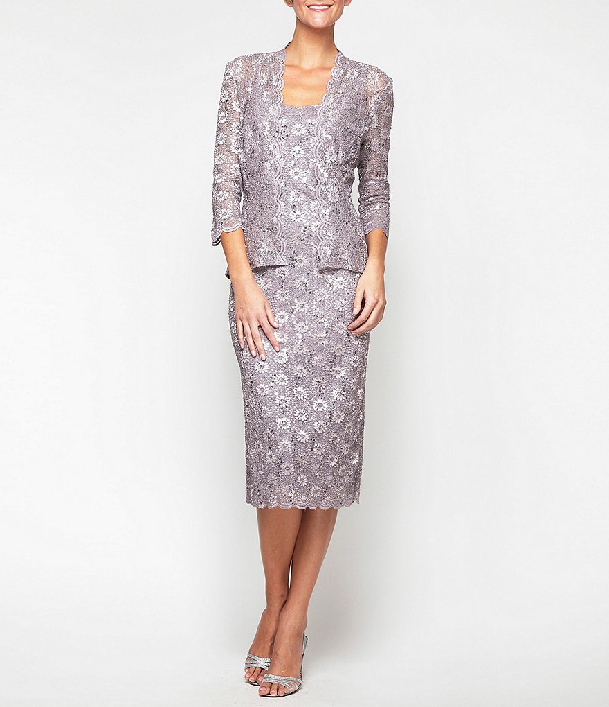 Alex Evenings Scoop Neck Lace Jacket Dress