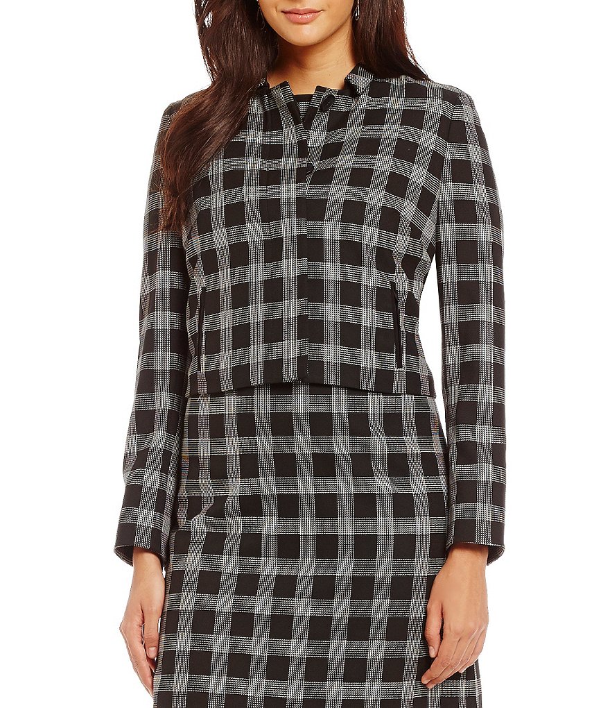 Alex Marie Aesthetic Allure Evelyn Windowpane Crop Jacket