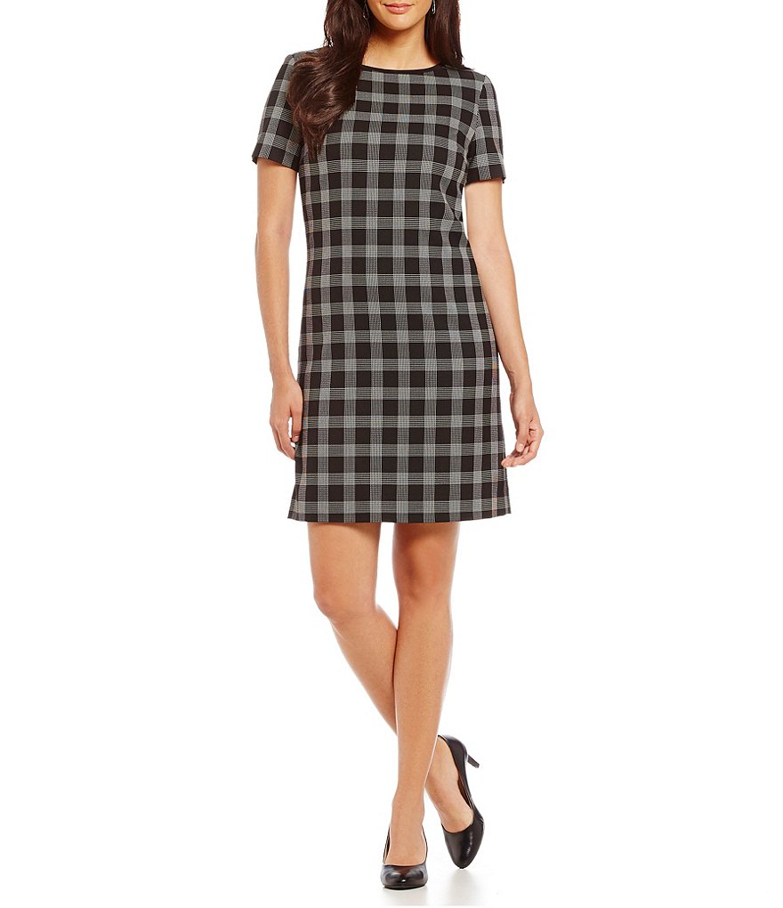 Alex Marie Aesthetic Allure Fay Windowpane Shift Dress