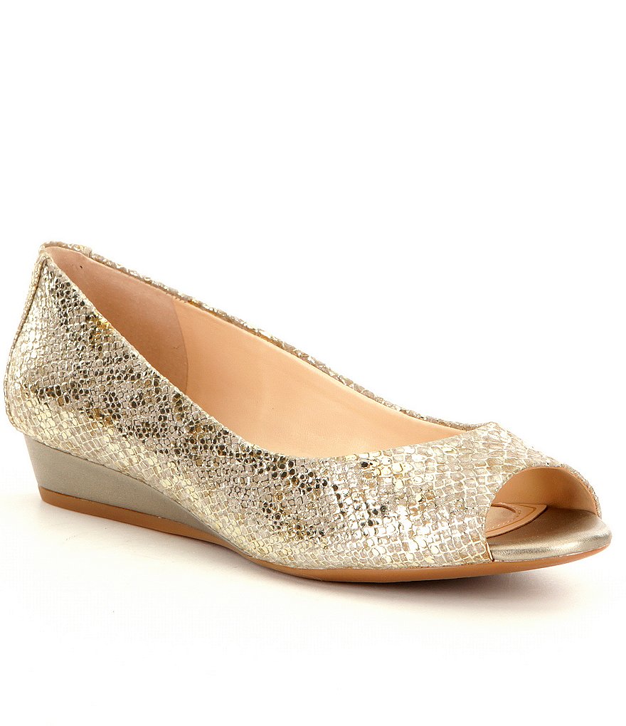 Alex Marie Darynn Snake Embossed Leather Wedges