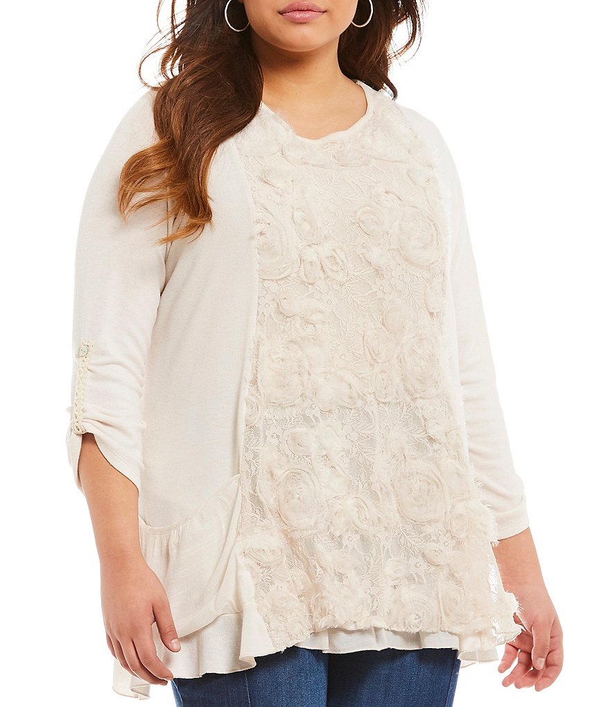 Ali Miles Plus Lace Rosette Tunic