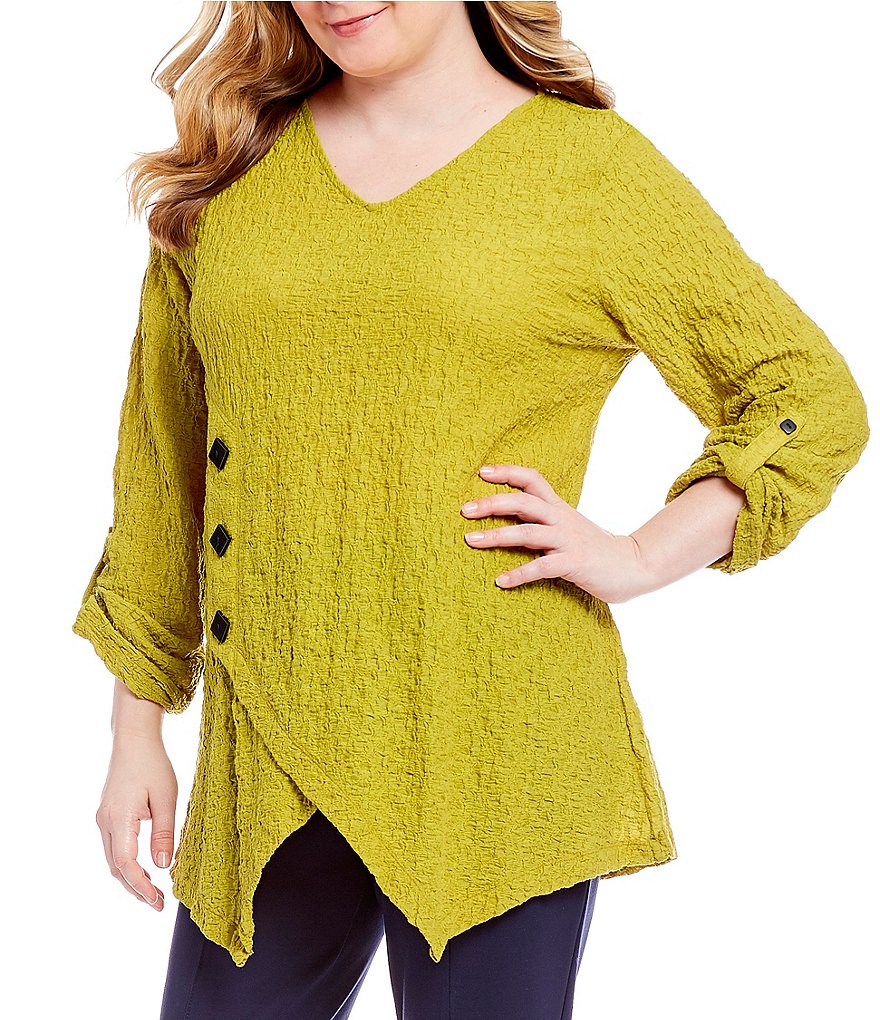 Ali Miles Plus Long Sleeve Textured Knit Solid Top