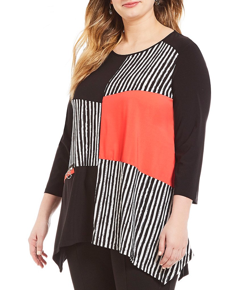 Ali Miles Plus Mixed Media Tunic