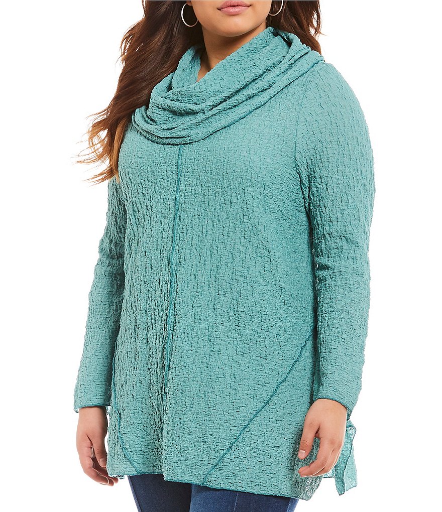 Ali Miles Plus Textured Cowl Tunic