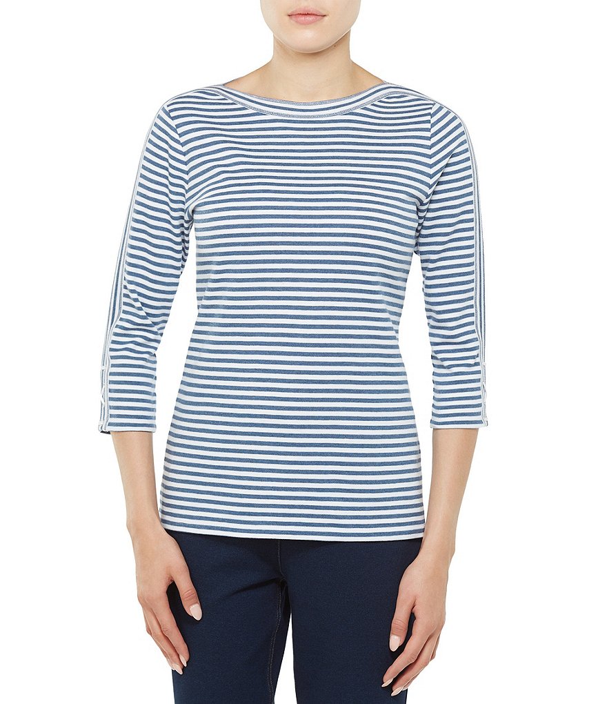 Allison Daley 3/4 Sleeve Striped Knit Top