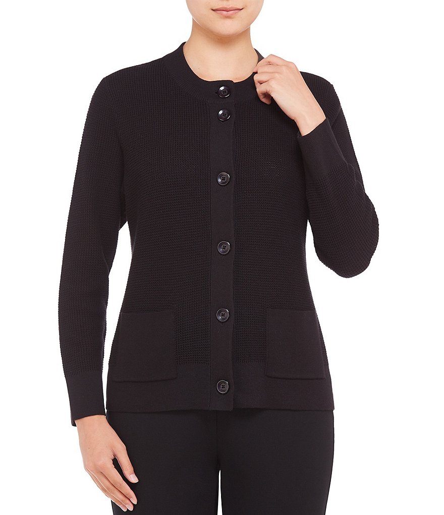 Allison Daley Mock Neck Button Front Cardigan
