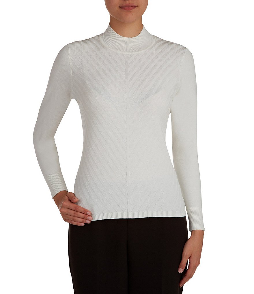 Allison Daley Mock Neck Solid Pullover Sweater