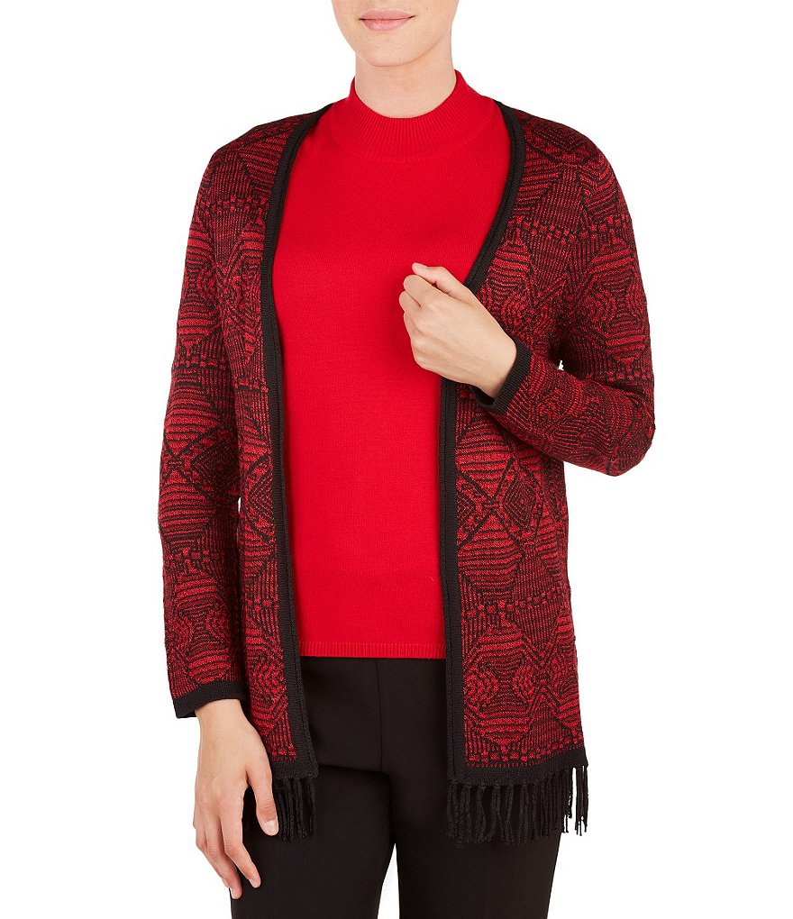 Allison Daley Open Front Fringe Cardigan