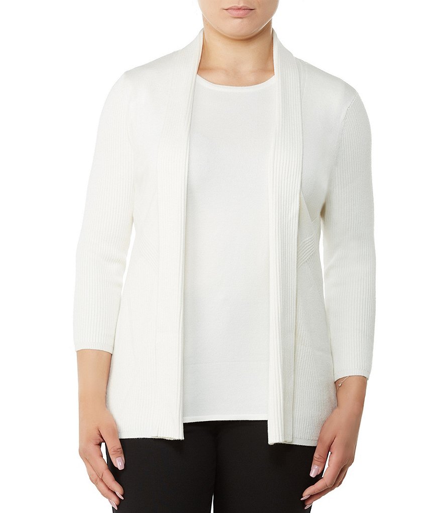 Allison Daley Petites 3/4 Sleeve Open Front Cardigan