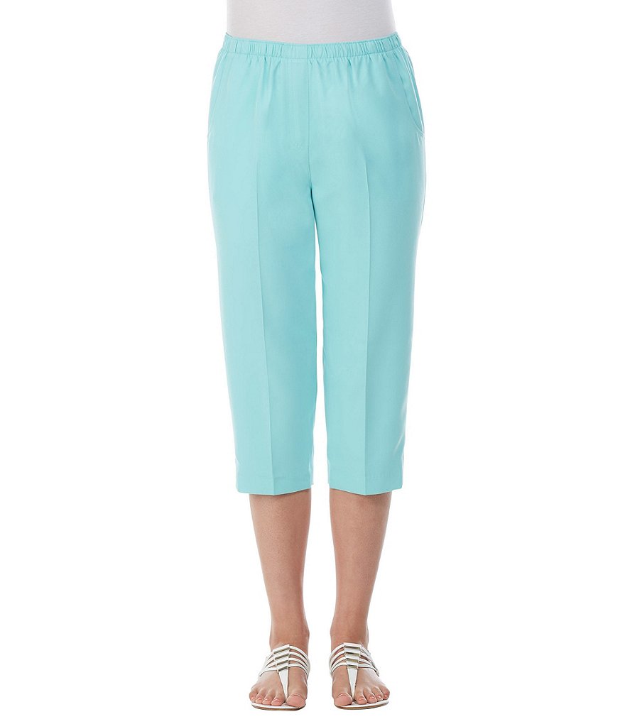 Allison Daley Petites Pull-On Solid Grommet Tab Hem Detail Capri Pants