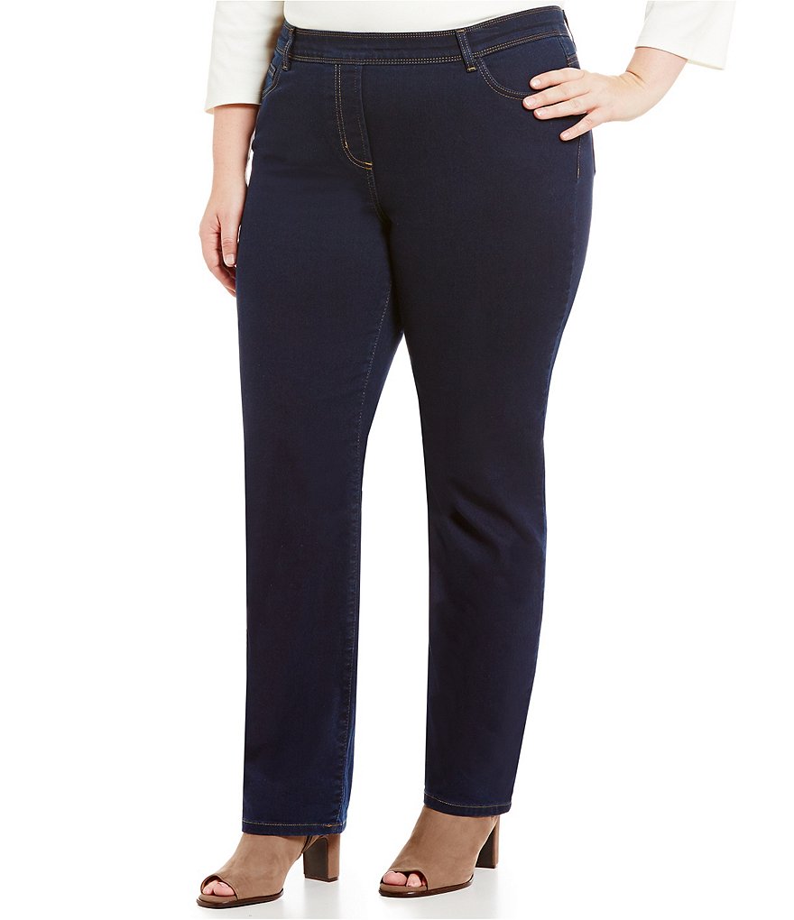 Allison Daley Plus Modern Straight-Leg Pull-On Jeans