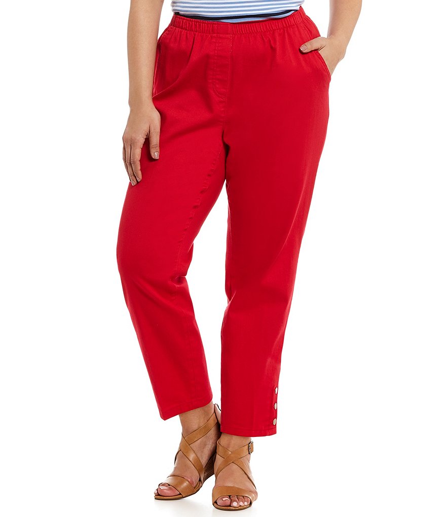 Allison Daley Plus Pull-On Ankle Button-Hem Pants