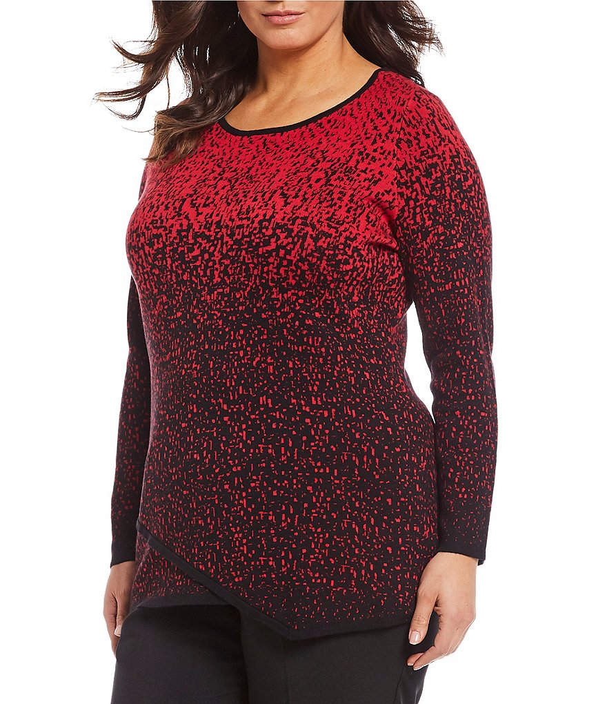 Allison Daley Plus Size Digital Print Asymmetrical Hem Tunic