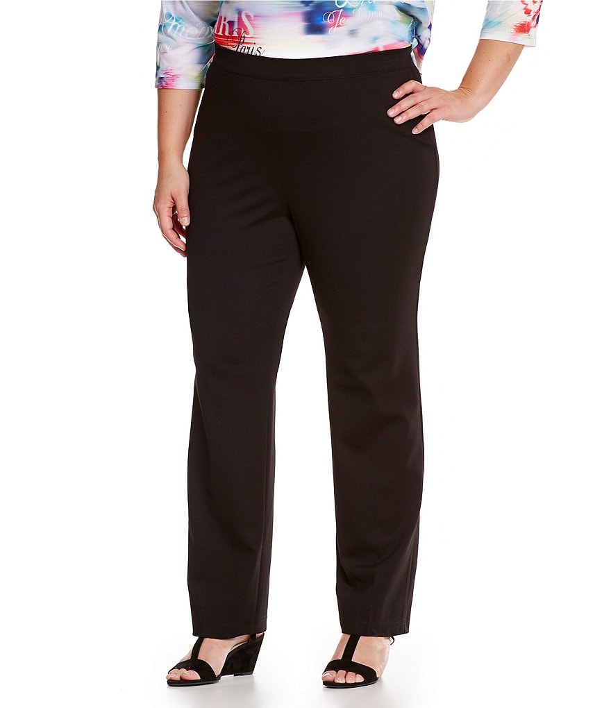 Allison Daley Plus Straight Leg Pull-On Solid Ponte Pant