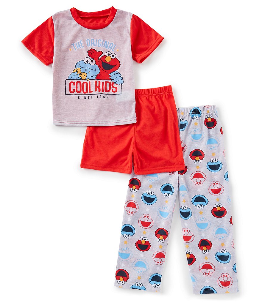 AME Little Boys 2T-4T Sesame Street 3-Piece Pajama Set