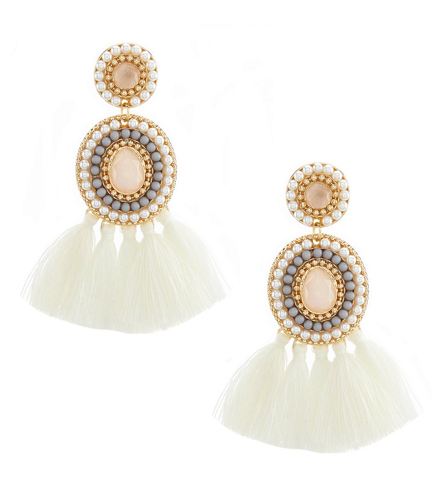 Anna & Ava Danielle Multi Beaded Tassel Statement Earrings