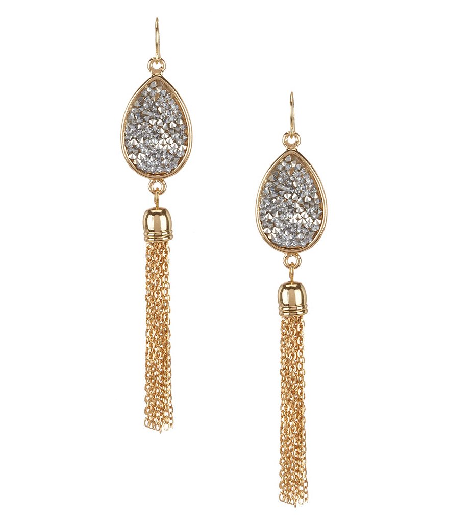 Anna & Ava Fine Rocks Chain-Tasseled Teardrop Earrings