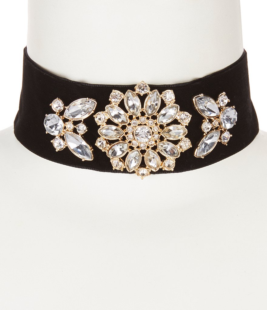 Anna & Ava Kendall Crystal & Velvet Ribbon Choker Necklace