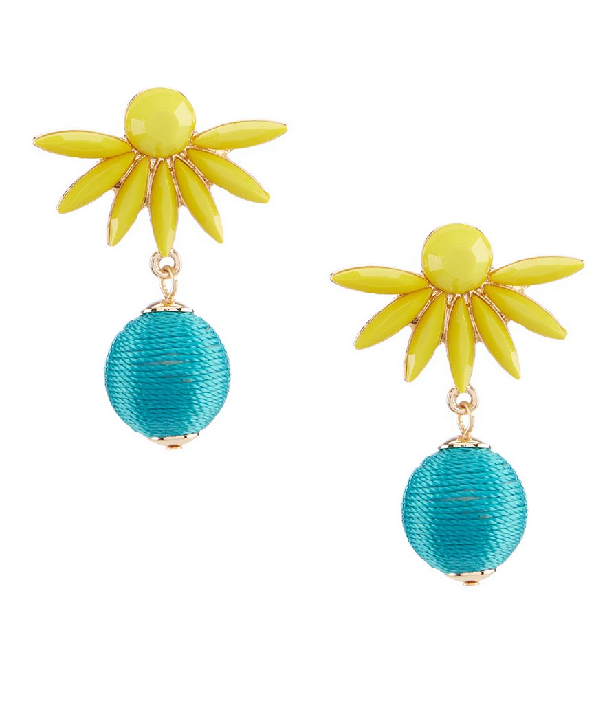 Anna & Ava Margaret Lemon and Turquoise Floral Drop Statement Earrings