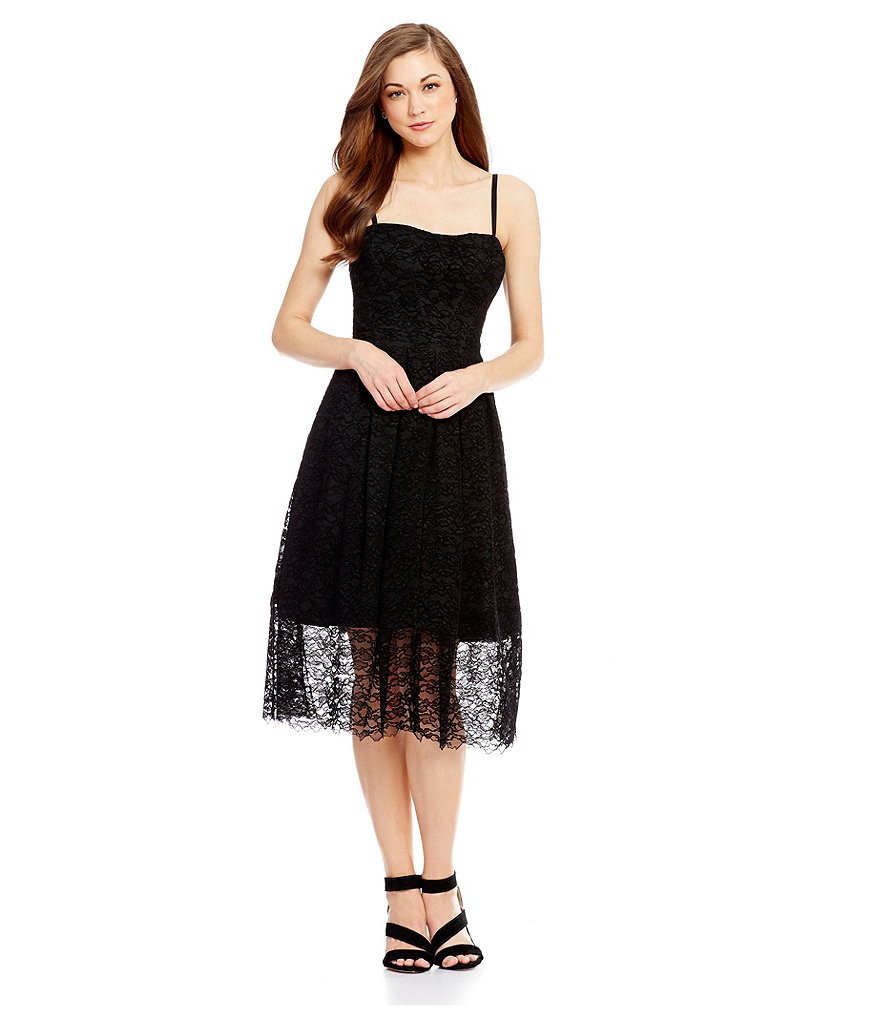Antonio Melani Alecia Strapless A-Line Midi Lace Dress