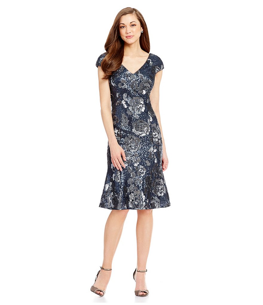 Antonio Melani Hadley Sequin Mesh Sheath Dress