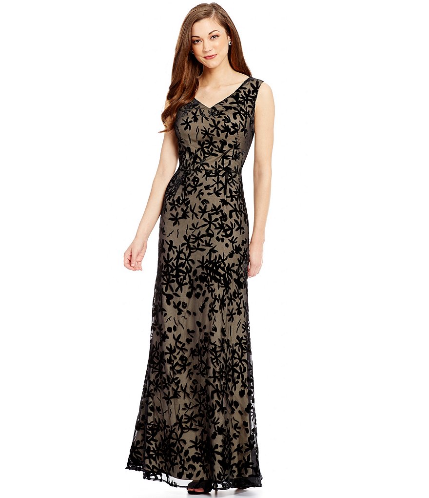 Antonio Melani Noelle Velvet Burnout Sleeveless V-Neck Dress