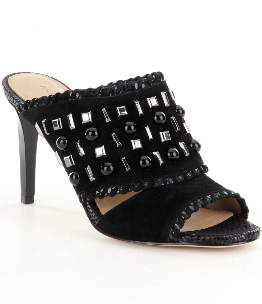Antonio Melani Peggi Studded Leather Peep Toe Dress Mules