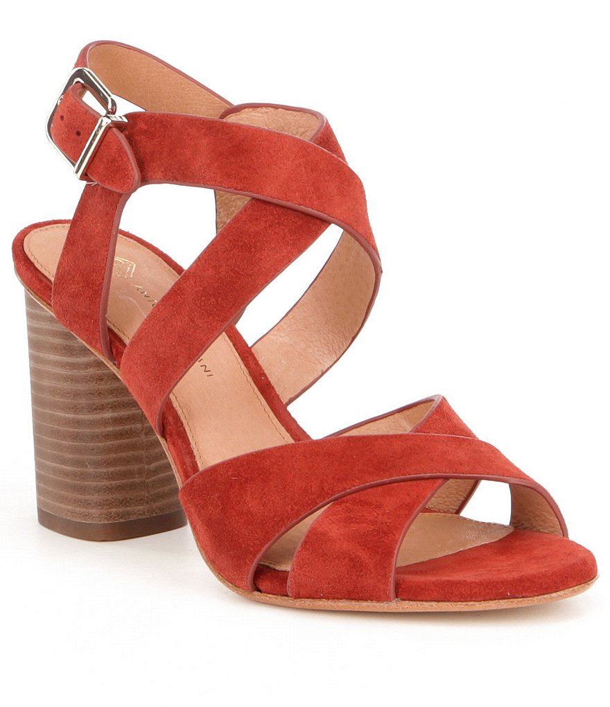 Antonio Melani Pellham Criss-Cross Suede Block Heel Sandals