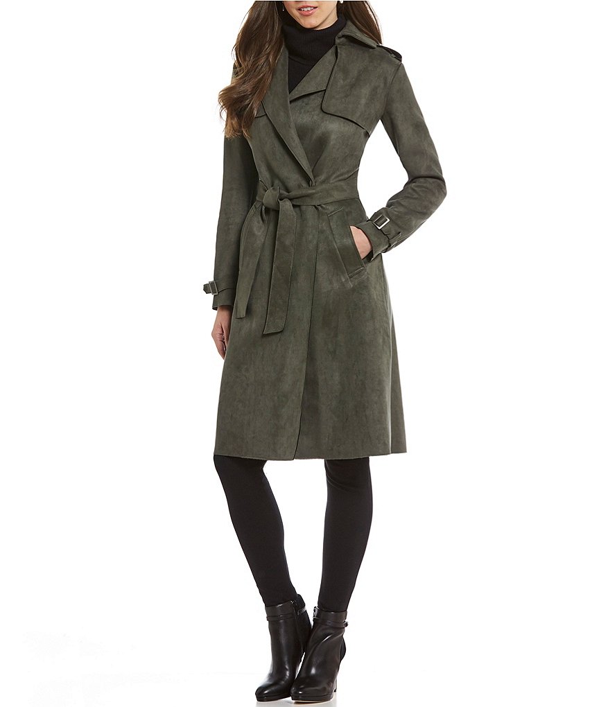 Antonio Melani Scuba Faux Suede Maxi Trench Coat
