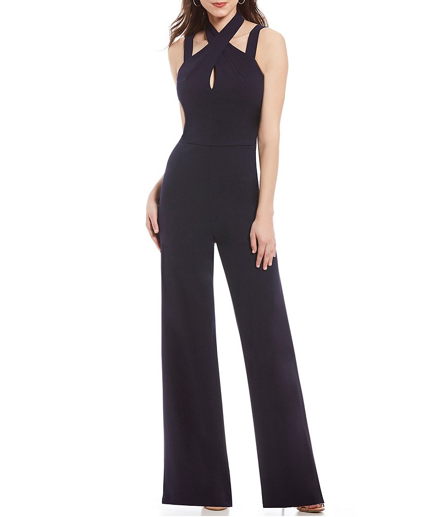 Antonio Melani Sheridan Cross Front Halter Jumpsuit