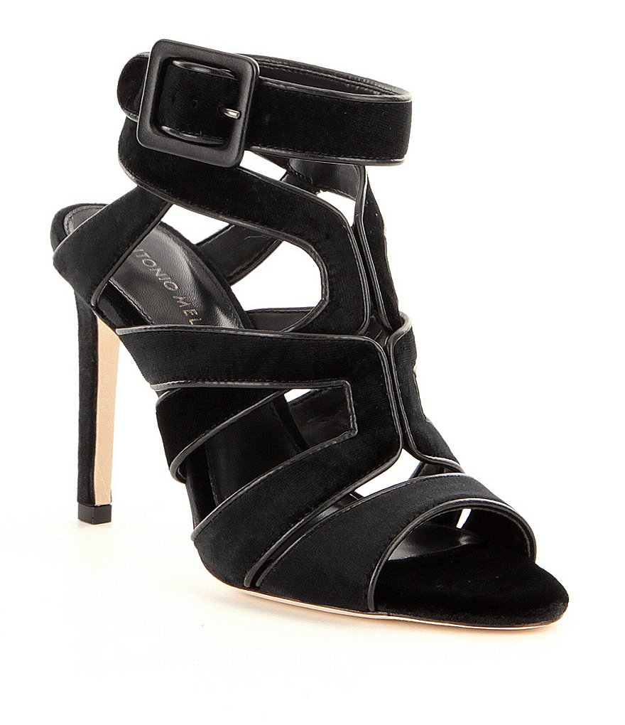 Antonio Melani Velvet Avett Ankle Strap Buckle Stiletto Dress Sandals