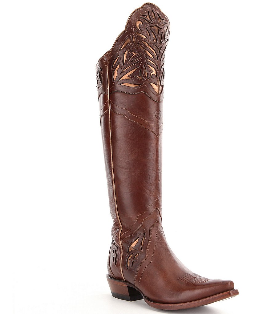 Ariat Chaparral Leather Metallic Inlay Laser Cut Detail Over The Knee Riding Boots