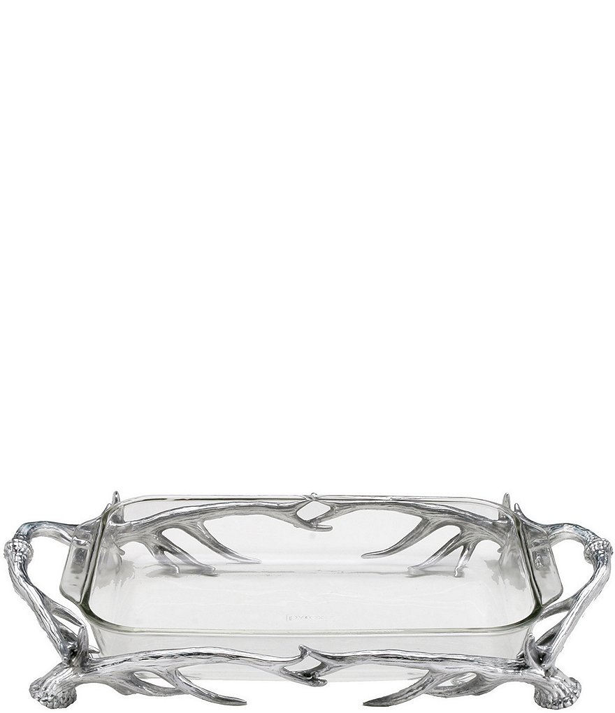 Arthur Court Antler Pyrex Casserole with Aluminum Stand