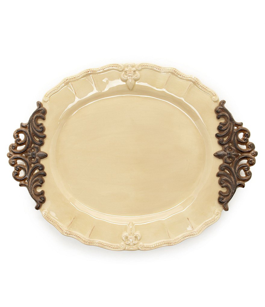 Artimino Fleur-de-Lis Beveled Earthenware Oval Platter
