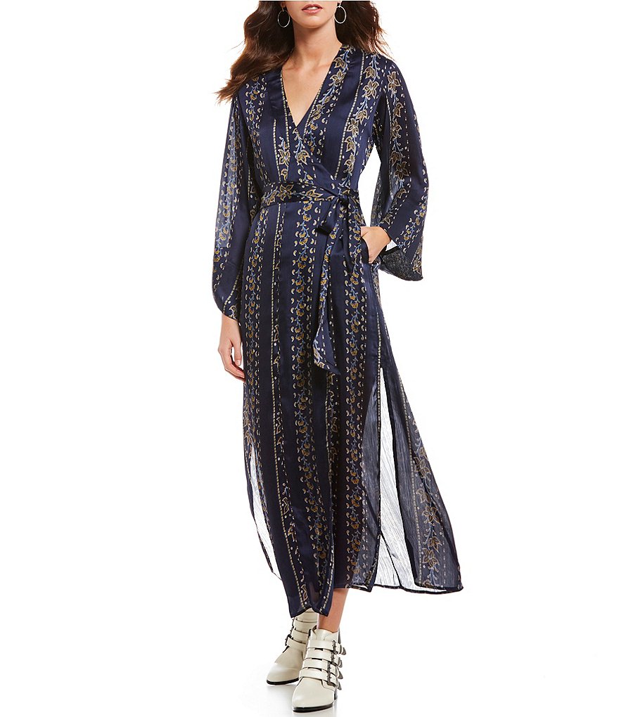 ASTR the Label Cordelia Printed Wrap Style Maxi Dress