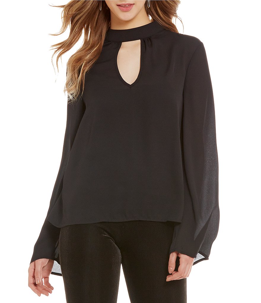 Band Of Gypsies Bell Sleeve Mock Neck Top