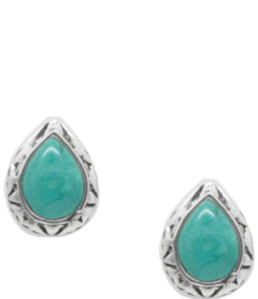Barse Sterling Silver and Genuine Turquoise Teardrop Stud Earrings