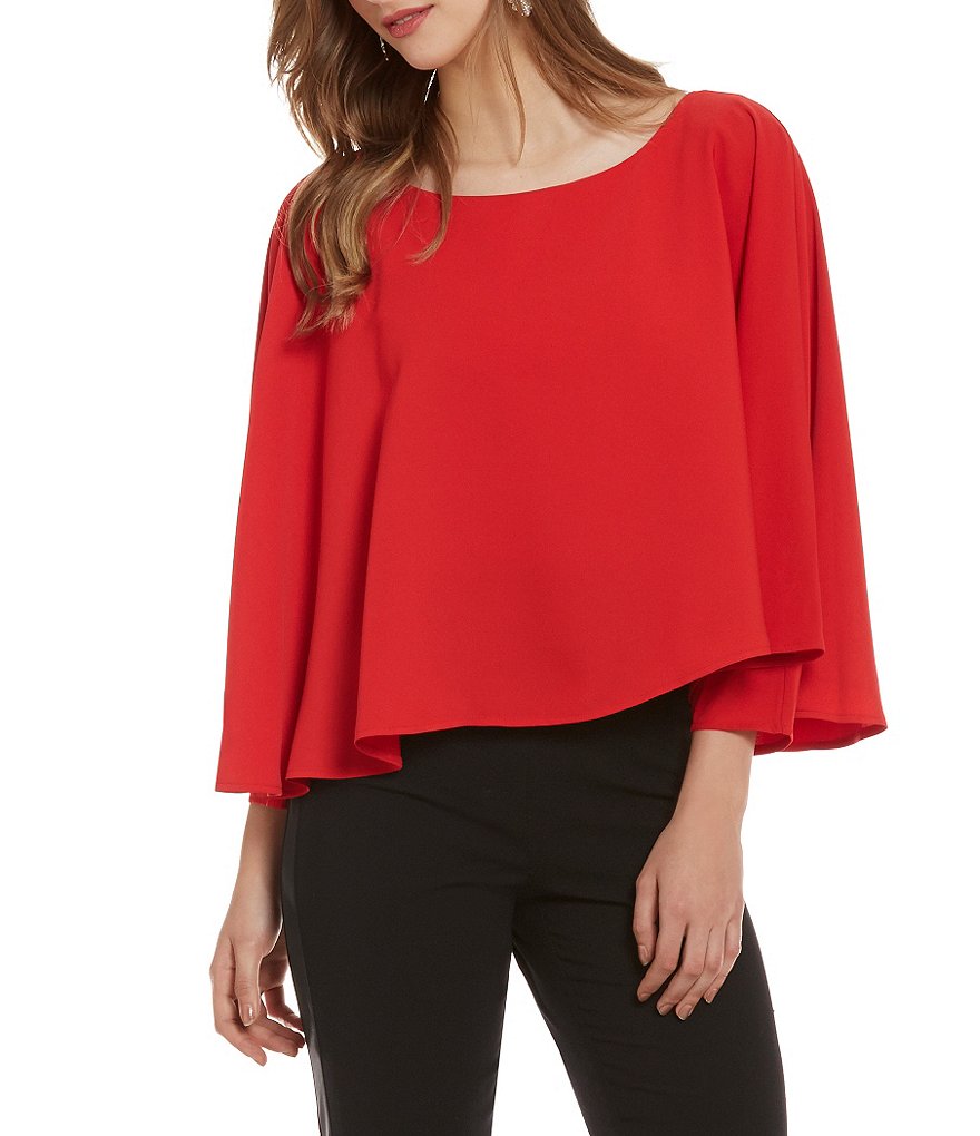 Belle Badgley Mischka Jaye Bell Sleeve Georgette Top